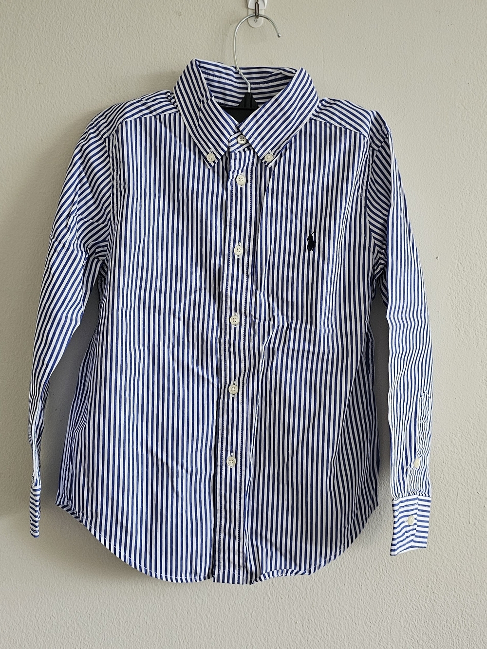 Ralph Lauren Blue & White Striped Button-Down Shirt 100% Cotton Size 6